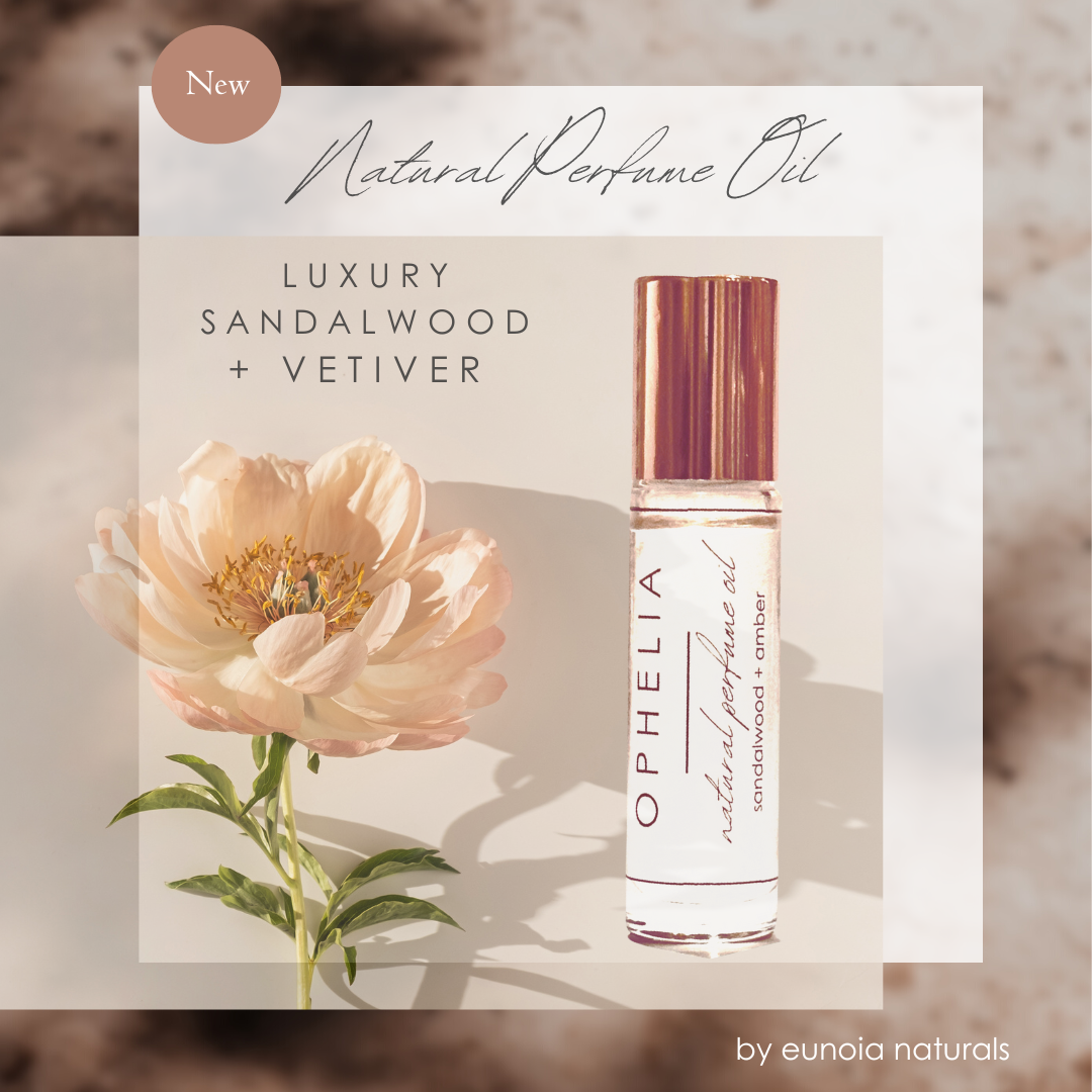 Ophelia Luxury Sandalwood, Vetiver, + Amber Roll-On Perfume Oil by eunoia naturals